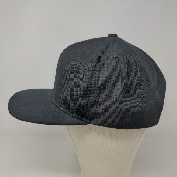 Yupoong Men's Snapback Hat Black Adjustable Blank Acrylic Wool Blend - Picture 3 of 7